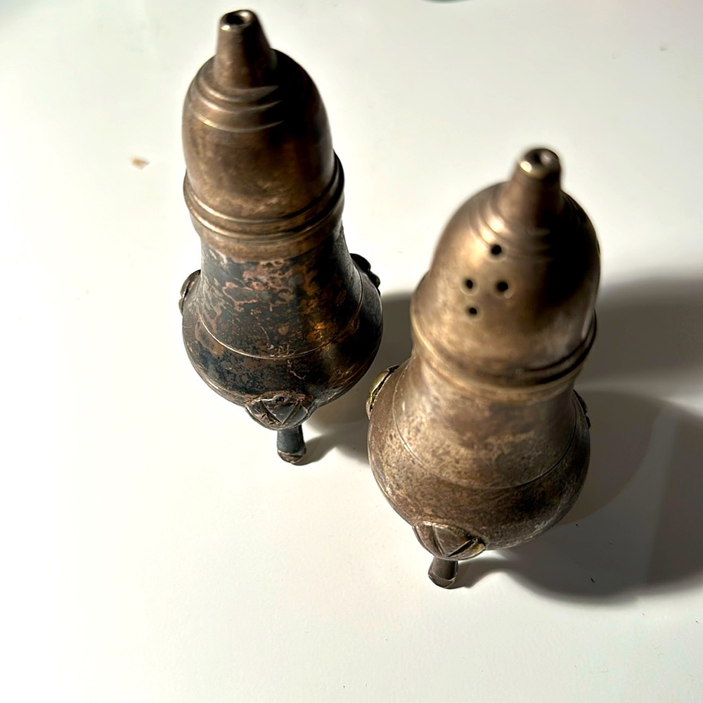 Vintage Brass Salt Pepper Shakers abbot collection made in India set of two